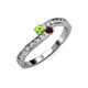 3 - Orane Peridot and Red Garnet with Side Diamonds Bypass Ring 
