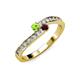 3 - Orane Peridot and Red Garnet with Side Diamonds Bypass Ring 