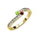 3 - Orane Peridot and Ruby with Side Diamonds Bypass Ring 