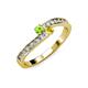 3 - Orane Peridot and Yellow Sapphire with Side Diamonds Bypass Ring 