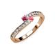 3 - Orane Rhodolite Garnet and Pink Tourmaline with Side Diamonds Bypass Ring 