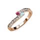 3 - Orane Rhodolite Garnet and Aquamarine with Side Diamonds Bypass Ring 