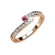 3 - Orane Rhodolite Garnet and White Sapphire with Side Diamonds Bypass Ring 