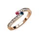 3 - Orane Rhodolite Garnet and Blue Diamond with Side Diamonds Bypass Ring 