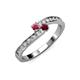 3 - Orane Rhodolite Garnet and Ruby with Side Diamonds Bypass Ring 
