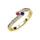 3 - Orane Rhodolite Garnet and Blue Sapphire with Side Diamonds Bypass Ring 