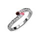 3 - Orane Red Garnet and Pink Tourmaline with Side Diamonds Bypass Ring 