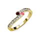 3 - Orane Red Garnet and Pink Tourmaline with Side Diamonds Bypass Ring 