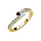 3 - Orane Red Garnet and Aquamarine with Side Diamonds Bypass Ring 