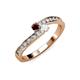 3 - Orane Red Garnet and White Sapphire with Side Diamonds Bypass Ring 
