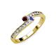 3 - Orane Red Garnet and Tanzanite with Side Diamonds Bypass Ring 