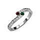 3 - Orane Red Garnet and Emerald with Side Diamonds Bypass Ring 