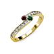 3 - Orane Red Garnet and Emerald with Side Diamonds Bypass Ring 