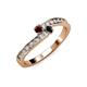 3 - Orane Red Garnet and Black Diamond with Side Diamonds Bypass Ring 