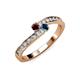 3 - Orane Red Garnet and Blue Diamond with Side Diamonds Bypass Ring 