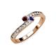 3 - Orane Red Garnet and Iolite with Side Diamonds Bypass Ring 