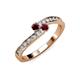 3 - Orane Red Garnet and Ruby with Side Diamonds Bypass Ring 