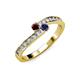 3 - Orane Red Garnet and Blue Sapphire with Side Diamonds Bypass Ring 