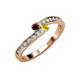 3 - Orane Red Garnet and Yellow Sapphire with Side Diamonds Bypass Ring 