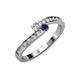 3 - Orane Diamond and Blue Sapphire with Side Diamonds Bypass Ring 