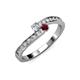 3 - Orane Diamond and Ruby with Side Diamonds Bypass Ring 