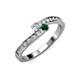 3 - Orane Diamond and Emerald with Side Diamonds Bypass Ring 