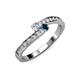 3 - Orane Blue and White Diamond with Side Diamonds Bypass Ring 