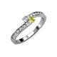 3 - Orane Yellow and White Diamond with Side Diamonds Bypass Ring 