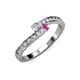 3 - Orane Diamond and Pink Sapphire with Side Diamonds Bypass Ring 