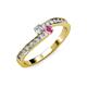 3 - Orane Diamond and Pink Sapphire with Side Diamonds Bypass Ring 