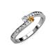 3 - Orane Diamond and Citrine with Side Diamonds Bypass Ring 