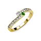3 - Orane Diamond and Green Garnet with Side Diamonds Bypass Ring 