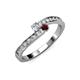 3 - Orane Diamond and Red Garnet with Side Diamonds Bypass Ring 