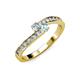 3 - Orane Diamond and Aquamarine with Side Diamonds Bypass Ring 