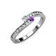3 - Orane Diamond and Amethyst with Side Diamonds Bypass Ring 