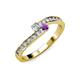 3 - Orane Diamond and Amethyst with Side Diamonds Bypass Ring 