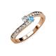 3 - Orane Diamond and Blue Topaz with Side Diamonds Bypass Ring 