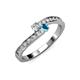 3 - Orane Diamond and London Blue Topaz with Side Diamonds Bypass Ring 