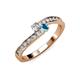 3 - Orane Diamond and London Blue Topaz with Side Diamonds Bypass Ring 