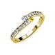3 - Orane Diamond and Yellow Sapphire with Side Diamonds Bypass Ring 