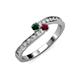3 - Orane Emerald and Ruby with Side Diamonds Bypass Ring 
