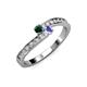 3 - Orane Emerald and Tanzanite with Side Diamonds Bypass Ring 