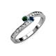 3 - Orane Emerald and Blue Diamond with Side Diamonds Bypass Ring 
