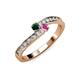 3 - Orane Emerald and Pink Sapphire with Side Diamonds Bypass Ring 
