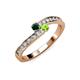 3 - Orane Emerald and Peridot with Side Diamonds Bypass Ring 