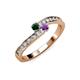3 - Orane Emerald and Amethyst with Side Diamonds Bypass Ring 