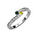 3 - Orane Emerald and Yellow Sapphire with Side Diamonds Bypass Ring 