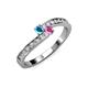 3 - Orane London Blue Topaz and Pink Sapphire with Side Diamonds Bypass Ring 