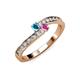 3 - Orane London Blue Topaz and Pink Sapphire with Side Diamonds Bypass Ring 