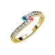 3 - Orane London Blue Topaz and Pink Tourmaline with Side Diamonds Bypass Ring 